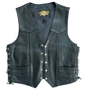 Universal Rider Leather Motorcycle Vest lace up corset biker moto women’s small